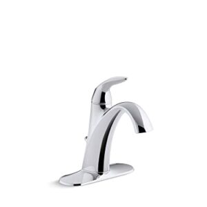 KOHLER K-45800-4-CP Alteo Handle Single Hole or Centerset Bathroom Faucet with Metal Drain, One Size, Polished Chrome