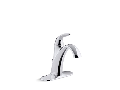 KOHLER K-45800-4-CP Alteo Handle Single Hole or Centerset Bathroom Faucet with Metal Drain, One Size, Polished Chrome