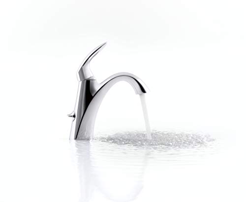 KOHLER K-45800-4-CP Alteo Handle Single Hole or Centerset Bathroom Faucet with Metal Drain, One Size, Polished Chrome