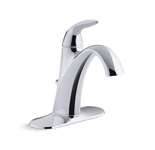 KOHLER K-45800-4-CP Alteo Handle Single Hole or Centerset Bathroom Faucet with Metal Drain, One Size, Polished Chrome