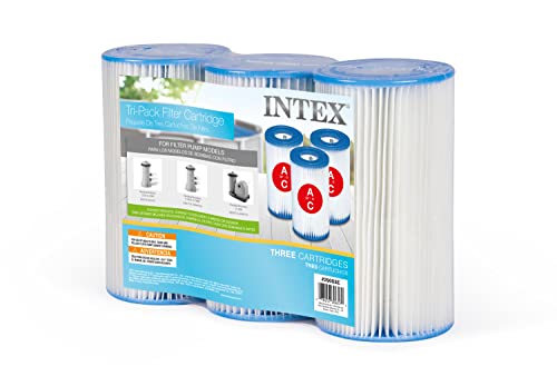 INTEX 29003E Type A Pool Filter Cartridge: For INTEX Filter Pumps – Easy-To-Clean – Dacron Paper – Efficient Filtration – Three Pack