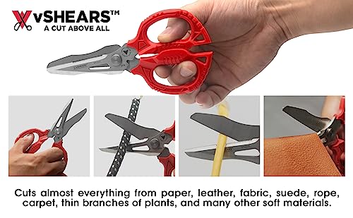 VAMPLIERS vSHEARS: 6.3" All Purpose Heavy-Duty Scissors. 4-in-1 Multipurpose Blade Combination Shears, Premium Japanese Stainless Steel Body. Cuts Carpet, Leather, Rope, Copper Wire and more.…