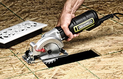 Rockwell 4-1/2” Compact Circular Saw, 5 amps, 3500 rpm, with Dust Port and Starter Kit– RK3441K , Black