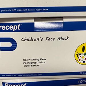 Precept 15150 Children's Face Mask EARLOOP, PFE Greater Than 99%, Child Sized, Happy Face Print BOX 75