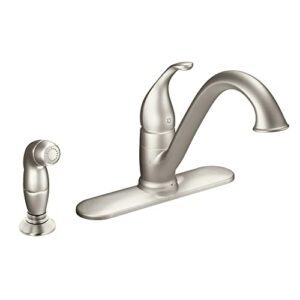 Moen 7840SRS Camerist One-Handle Low Arc Kitchen Faucet with Side Spray, Spot Resist Stainless, 0.375