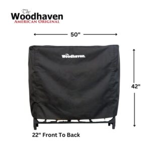 Woodhaven 4 Foot Waterproof Full Cover - Covers 1/4 Cord Woodhaven Outdoor Firewood Rack - Reinforced Vinyl With Velcro Straps - Keeps Logs Dry (Black)