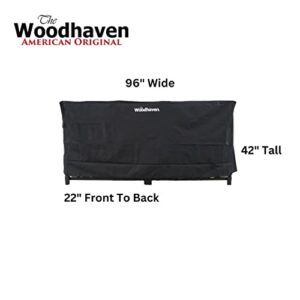 Woodhaven 8 Foot Waterproof Full Cover - Covers 1/2 Cord Outdoor Firewood Rack - Reinforced Vinyl With Velcro Straps - Keeps Logs Dry (Black)