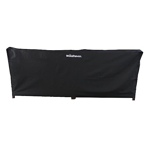 Woodhaven 10 Foot Waterproof Full Cover - Covers 1/2 Cord Plus Outdoor Firewood Rack - Reinforced Vinyl With Velcro Straps - Keeps Logs Dry (Black)