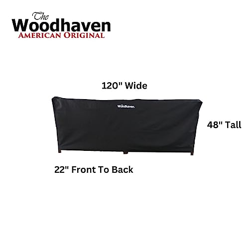 Woodhaven 10 Foot Waterproof Full Cover - Covers 1/2 Cord Plus Outdoor Firewood Rack - Reinforced Vinyl With Velcro Straps - Keeps Logs Dry (Black)