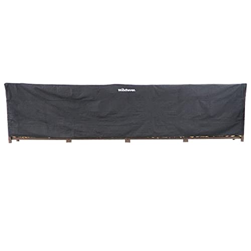 Woodhaven 16 Foot Waterproof Full Cover - Covers 1 Cord Outdoor Firewood Rack - Reinforced Vinyl With Velcro Straps - Keeps Logs Dry (Black)