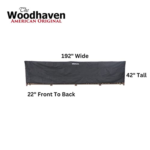 Woodhaven 16 Foot Waterproof Full Cover - Covers 1 Cord Outdoor Firewood Rack - Reinforced Vinyl With Velcro Straps - Keeps Logs Dry (Black)