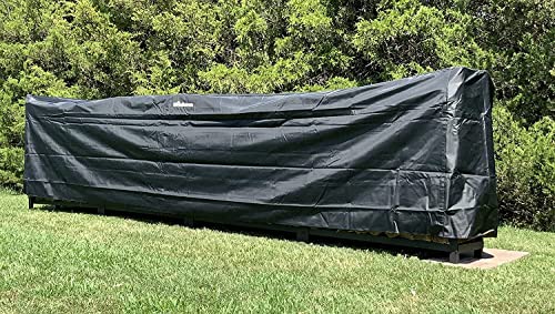 Woodhaven 16 Foot Waterproof Full Cover - Covers 1 Cord Outdoor Firewood Rack - Reinforced Vinyl With Velcro Straps - Keeps Logs Dry (Black)