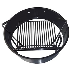 yard tuff ytf-36frg steel outdoor 36 inch diameter fire pit ring w/ adjustable 300 square inch grate height, thick metal 3 foot campfire liner, black