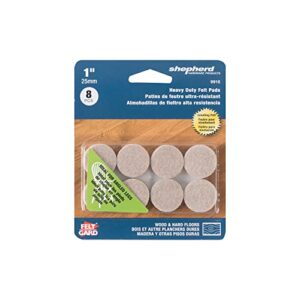 Shepherd Hardware 9915 1-Inch Heavy Duty Felt Gard Self-Adhesive Leveling Furniture Pads, Beige,8-Pack