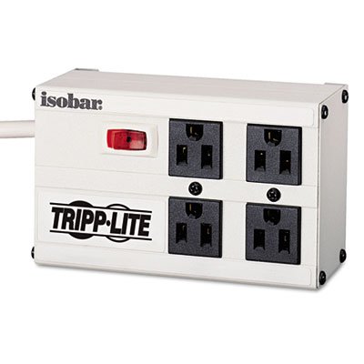 Robust surge, spike and line noise protection. - TRIPPLITE ISOBAR4 Isobar Surge Suppressor, Metal, 4 Outlet, 6ft Cord, 3330 Joules