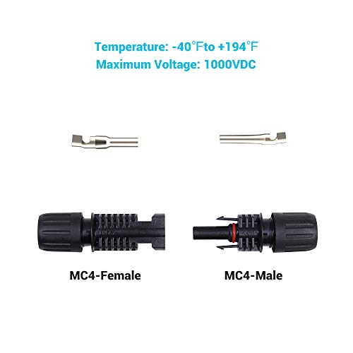 RENOGY Pair Male/ Female Solar Panel Cable Connectors Double Seal Rings for Better Waterproof Effect