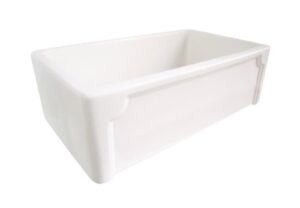 alfi brand ab3018deco white 30-inch single bowl thick fireclay farmhouse kitchen sink with decorative apron, white