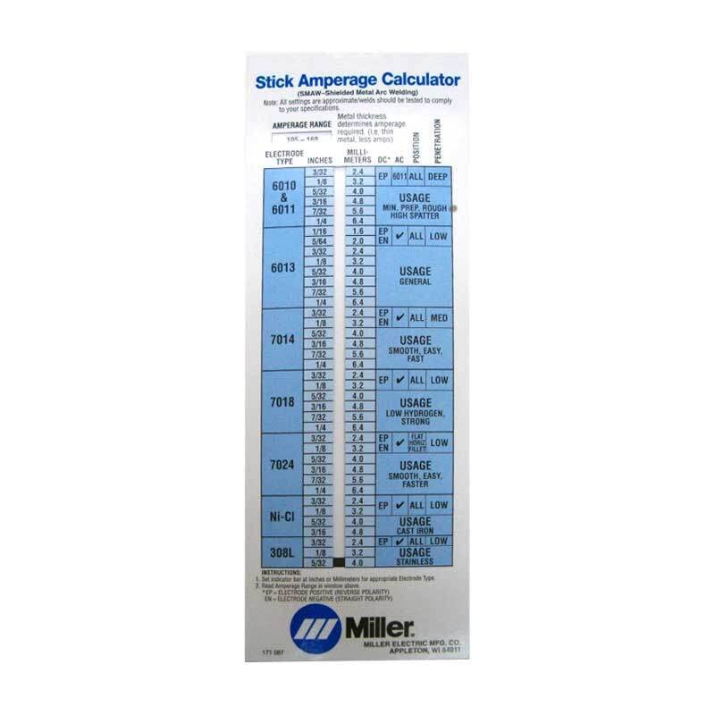 Miller Electric 171087 CACULATOR,STICK WELDING