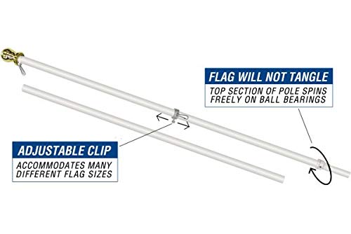 6ft Spinning Flag Pole – White