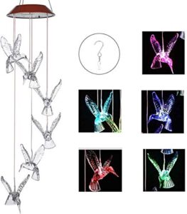 image wind chimes solar hummingbird wind chime color changing lights outdoor solar lights hanging decorative garden lights for decor home garden patio yard indoor outdoor