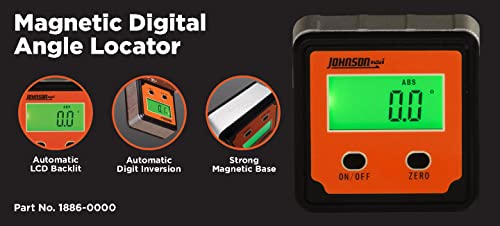 Johnson Level & Tool 1886-0000 Magnetic Digital Angle Locator w/ 2 Buttons, Orange, 1 Locator