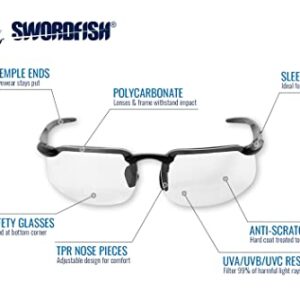 Bullhead Safety Swordfish Bifocal Safety Glasses, 2.0 Diopter, ANSI Z87+, Reader Glasses with UV Light Protection and Anti-Scratch Coating, Clear Lenses, Matte Black Frame