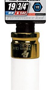 Performance Tool W32924 1/2-Inch Impact Drive 19mm/3/4 Thin Wall Socket , Gold