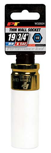 Performance Tool W32924 1/2-Inch Impact Drive 19mm/3/4 Thin Wall Socket , Gold