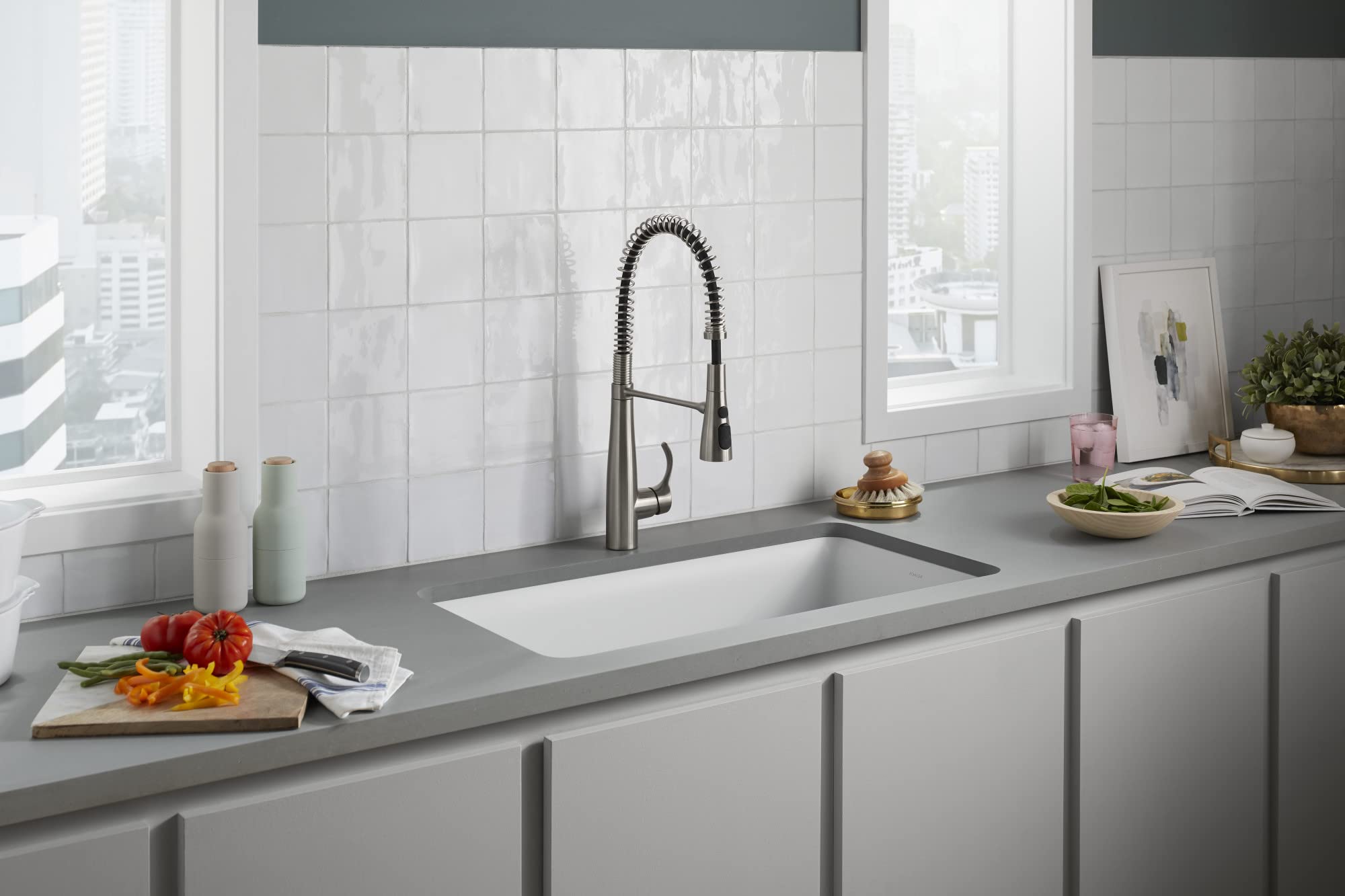 KOHLER K-8206-CM6 Cairn Sink, 33 in, Matte White