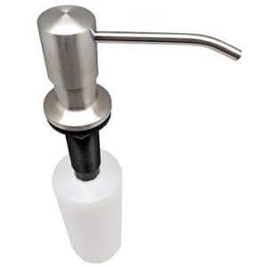 Ultimate Kitchen Built-in Soap Dispenser for Kitchen or Bathroom: Durable Stainless Steel; Fills from top, Large 17oz. Bottle; Long 3 inch Nozzle; Check Valve maintains Prime. Satin Finish