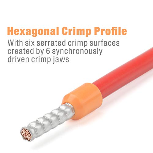 iCrimp Wire Ferrule Crimping Tool, Hexagonal Crimp Profile, Self-adjusting Wire End-sleeves Crimper for AWG23-10 Insulated Terminal & Non-insulated Ferrule