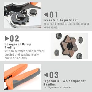 iCrimp Wire Ferrule Crimping Tool, Hexagonal Crimp Profile, Self-adjusting Wire End-sleeves Crimper for AWG23-10 Insulated Terminal & Non-insulated Ferrule