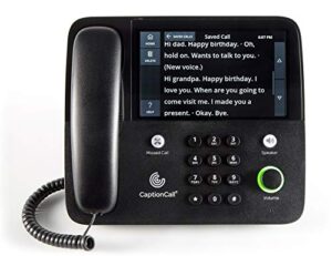 captioncall 67tb amplified captioned corded home telephone with touch screen, 58db amplification, caller id, answering machine, bluetooth, loud ringer for hearing impaired