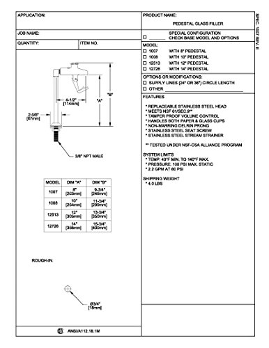 Fisher 12726 Glass 14" Pedestal Filler Faucet