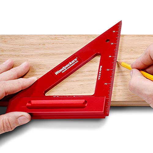 Woodpeckers Carpenters Precision Square, 6 Inch, Combination 90 and 45 Degree, Red Anodized Aluminum, Woodworking Tools Made in The USA for Carpentry Furniture Building