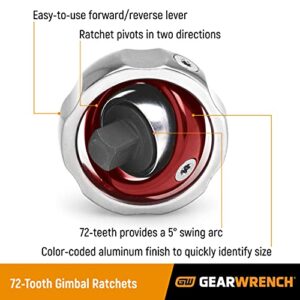 GEARWRENCH 3/8" Drive 72 Tooth Gimbal Ratchet - 81270