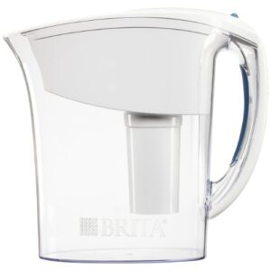 brita small 6 cup water filter pitcher with 1 standard filter, bpa free – space saver, white