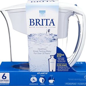 Brita Small 6 Cup Water Filter Pitcher with 1 Standard Filter, BPA Free – Space Saver, White