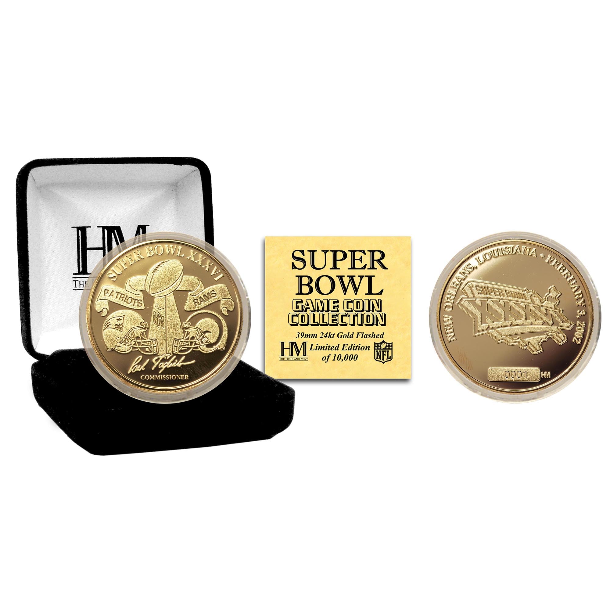 Highland Mint New England Patriots Super Bowl XXXVI Flip Coin