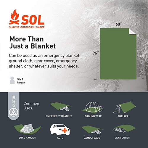 Survive Outdoors Longer Heavy Duty Emergency Blanket, 5 x 8 ft Green