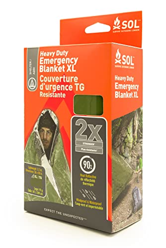 Survive Outdoors Longer Heavy Duty Emergency Blanket, 5 x 8 ft Green