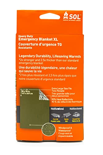 Survive Outdoors Longer Heavy Duty Emergency Blanket, 5 x 8 ft Green