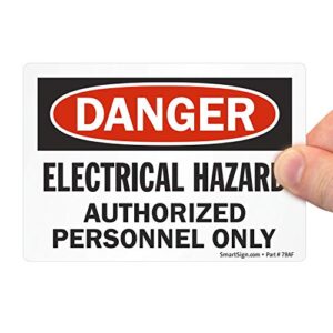 smartsign - u9-1742-nd_3.5x5 "danger - electrical hazard, authorized personnel only" label | 3.5" x 5" laminated vinyl black/red on white