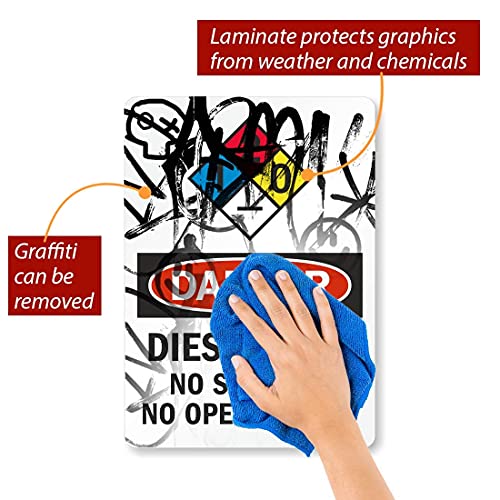 SmartSign - S-9400-EU-14 "Danger - Diesel Fuel, No Smoking No Open Flames" NFPA Label | 10" x 14" Laminated Vinyl 10" x 14" Vinyl Label