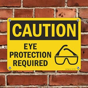 SmartSign - U9-1533-NP_10x14 "Caution - Eye Protection Required" Sign | 10" x 14" Plastic Black on Yellow