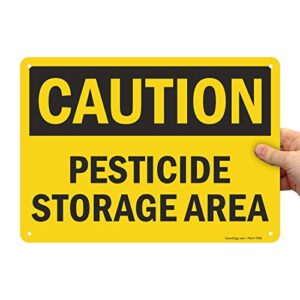 smartsign - s-2858-pl-14 "caution - pesticide storage area" sign | 10" x 14" plastic