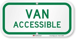 smartsign 6 x 12 inch van accessible metal sign, 63 mil aluminum, 3m engineer grade reflective material, green on white