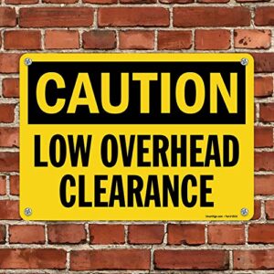 SmartSign - U9-1322-NA_10x14 "Caution - Low Overhead Clearance" Sign | 10" x 14" Aluminum Black on Yellow