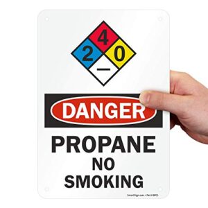 smartsign "danger - propane, no smoking" nfpa sign | 7" x 10" aluminum