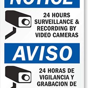 "Notice - 24 Hours Surveillance By Video Cameras" Bilingual Sign By SmartSign | 10" x 14" Aluminum